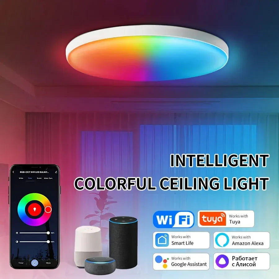 Smart Round Ceiling Lamp With Remote Control - Modern Minimalist Design Smart Round Ceiling Lamp With Remote Control - Modern Minimalist Design